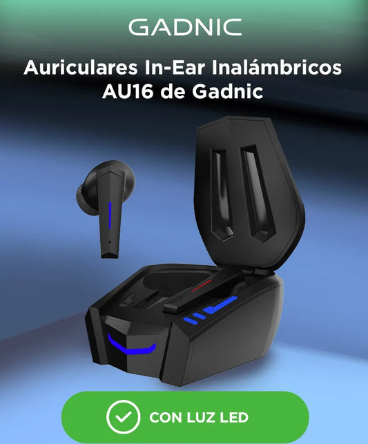 Auriculares Gadnic AU16 Bt 5.3 Micrófono Luz Led Autonomia 15h Carga Rápida 250mAh